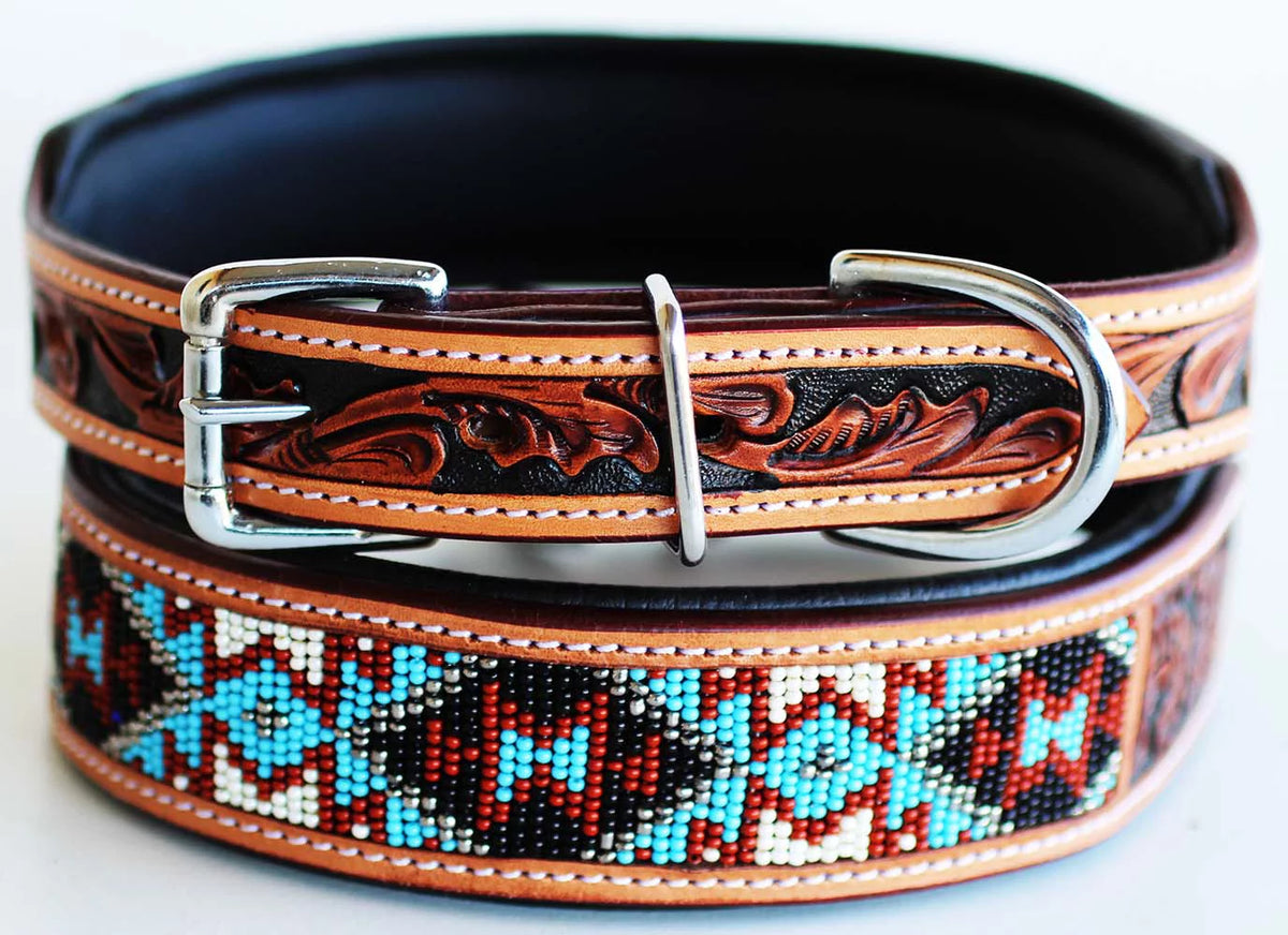 Cow Leather Adjustable Padded Dog Collar N3536