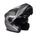 Silver Modular Motorcycle Helmet with Drop Down Visor V453