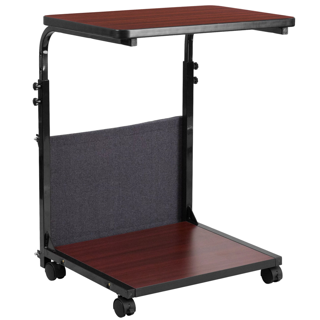 Mahogany Ergonomic Computer Desk with Removable Pouch J676