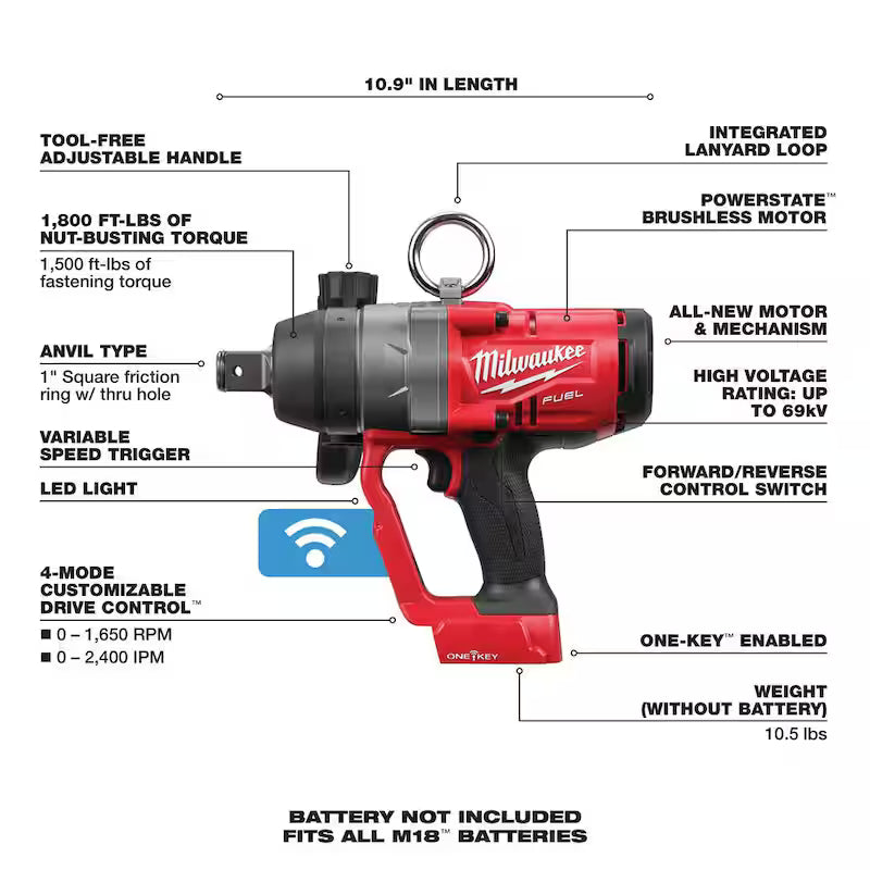 18V Lithium-Ion Brushless Cordless 1 in. Impact Wrench with Friction Ring E26559