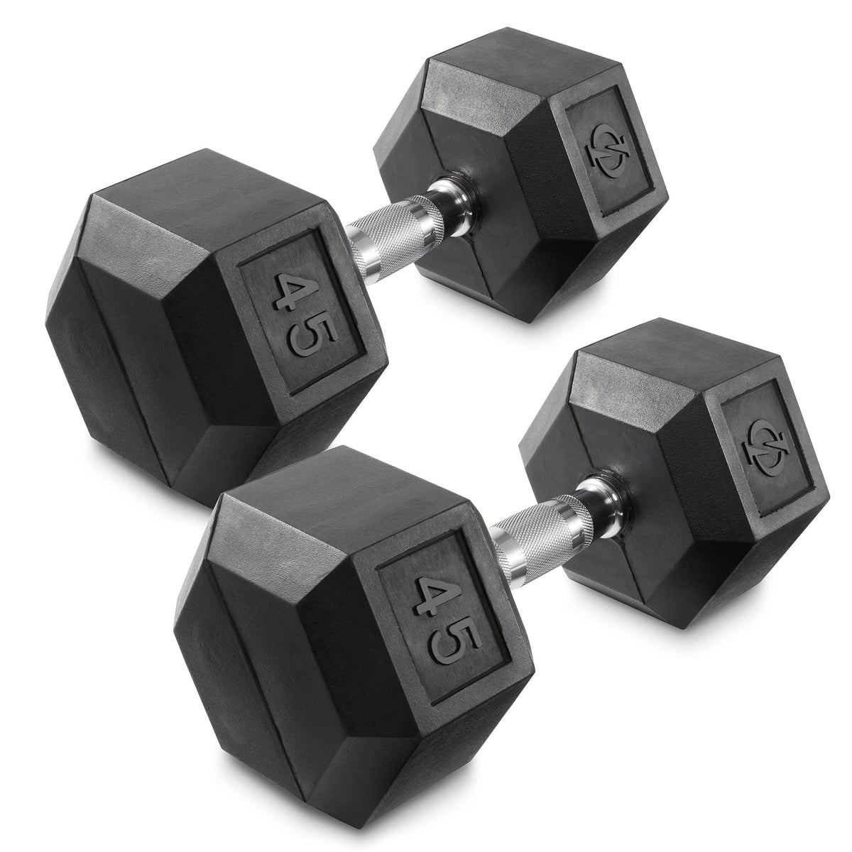45 lb Pair Rubber Coated Hex Dumbbell O373267