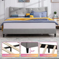 Light Grey King Upholstered Linen Platform Bed Frame Z68784