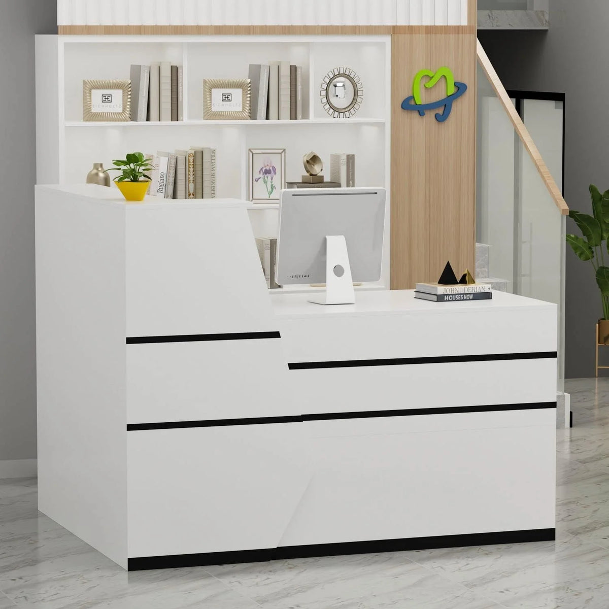 L-Shaped Black Reception Desk T933
