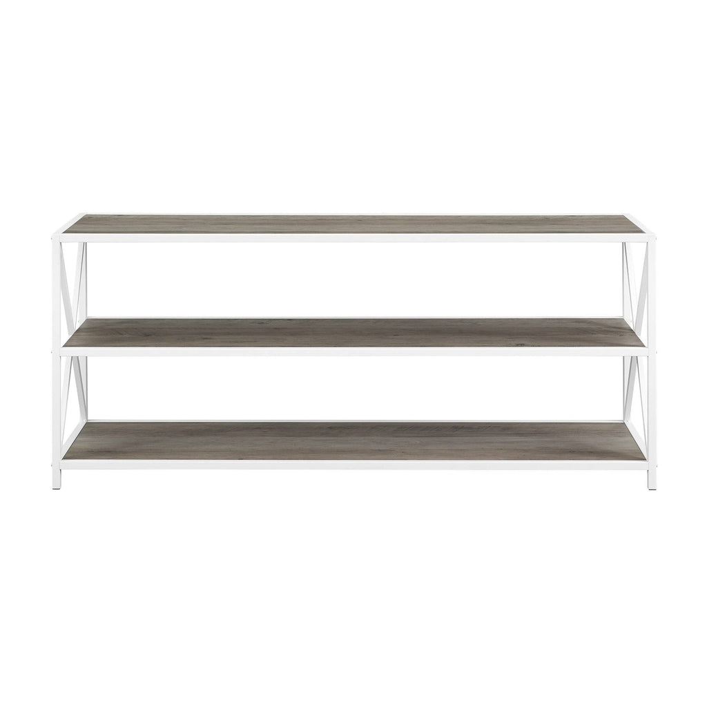 X-Frame 60x22 Wide 2 Shelf Laminate Industrial - Dark Walnut D807