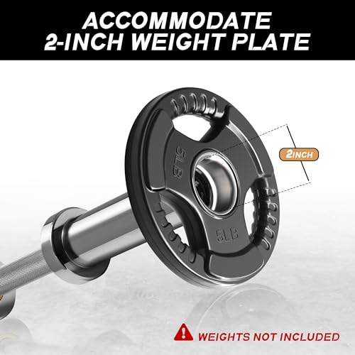16”/20” Olympic Dumbbell Handles Pair of 500lbs Capacity Loadable Dumbbell Bars with Collars for 2” Olympic Weight Plates J978