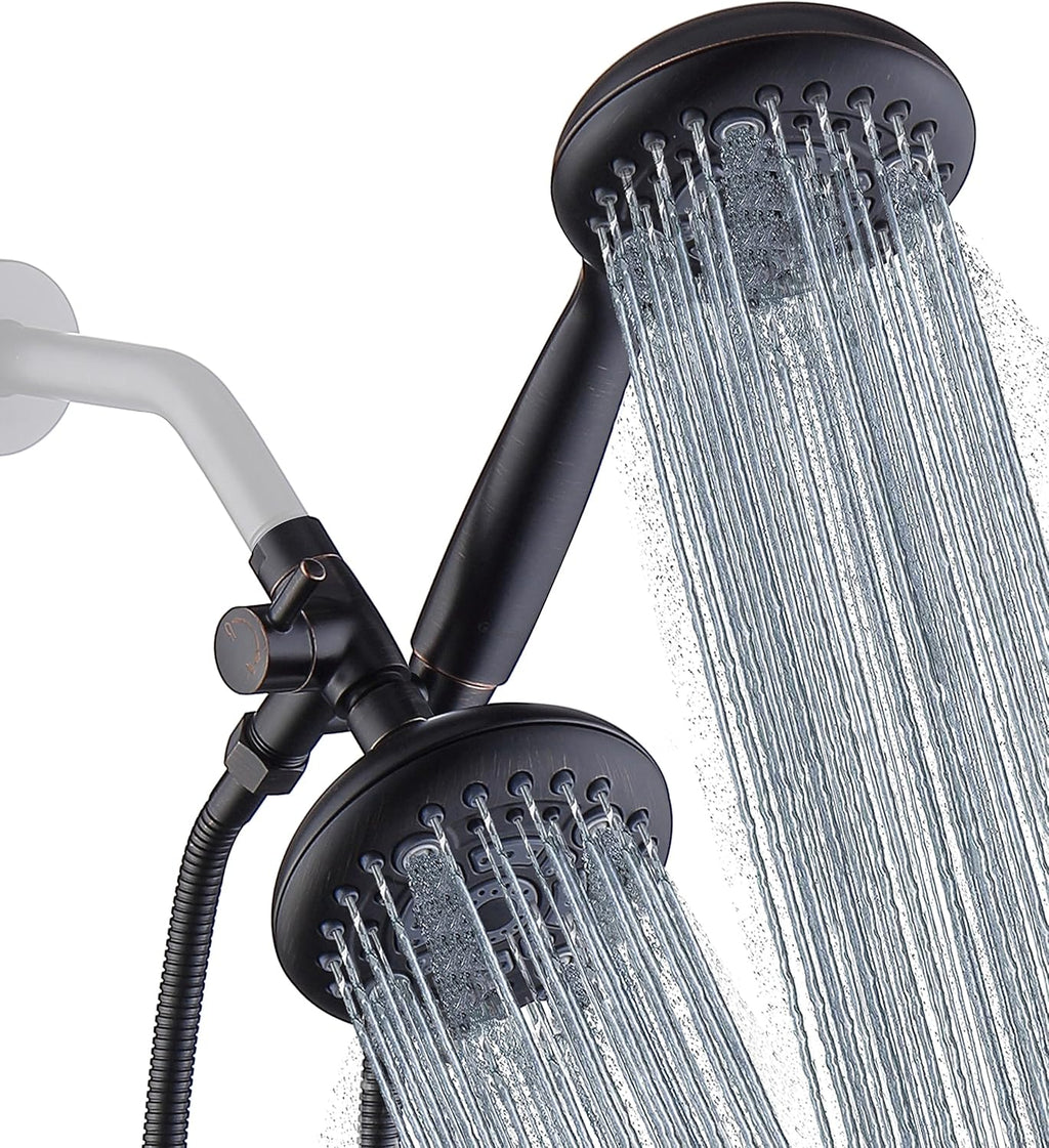 High Pressure Dual Shower Head Combo with 72 Inches Stainless Steel Hose, 3-Way Brass Diverter, Brushed Nickel, Pack of 2 T3520
