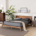 King Size Walnut Brown Wood Platform Bed F889679