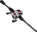 Silver Baitcast Reel and Fishing Rod Combo, 6-Foot 6-Inch 1-Piece IM6 Graphite Rod with Split Grip EVA Handle, Right-Hand Retrieve F538