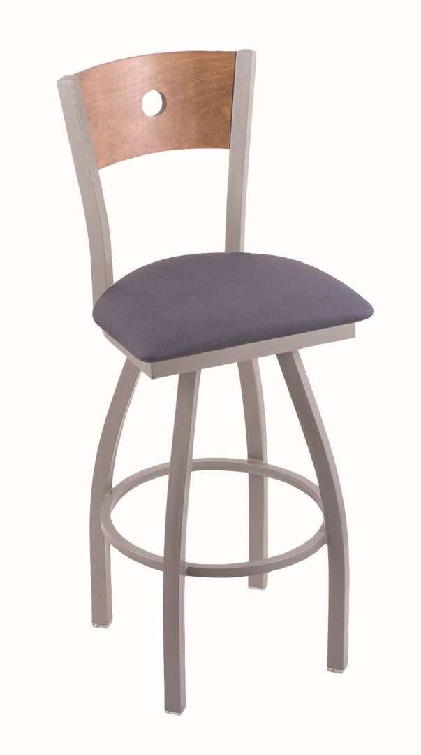 Anodized Nickel Swivel Stool with Medium Maple Back O505669