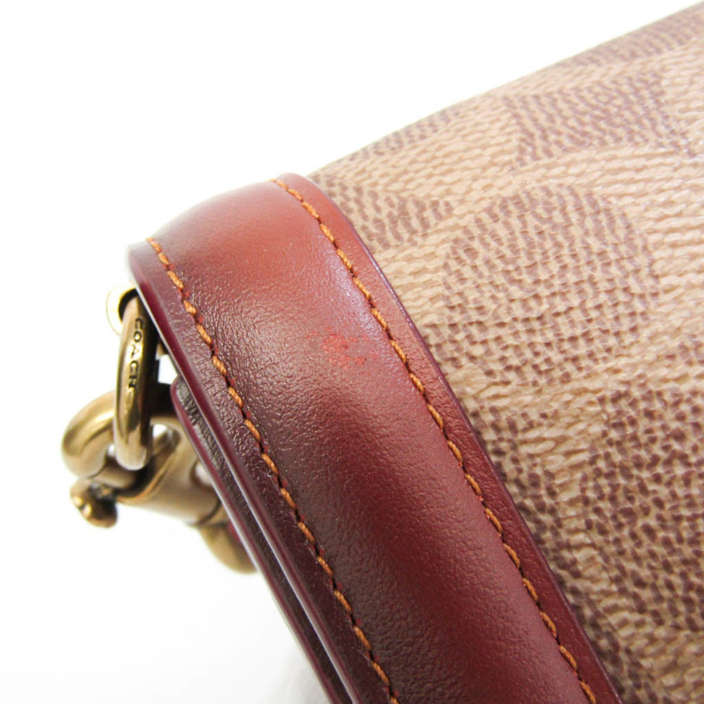 Beige Brown Leather Shoulder Bag H332042
