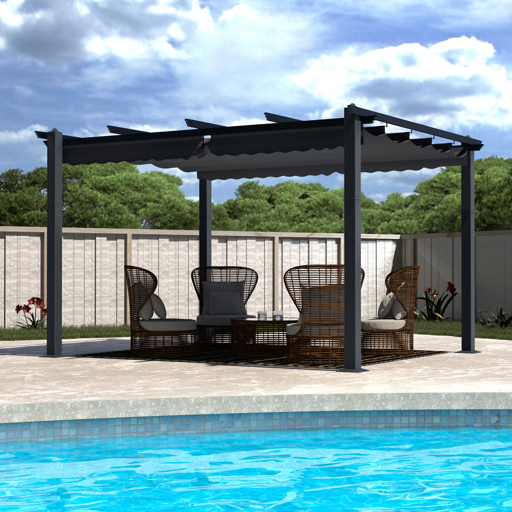 10' x 10' Gray Metal Pergola K8895