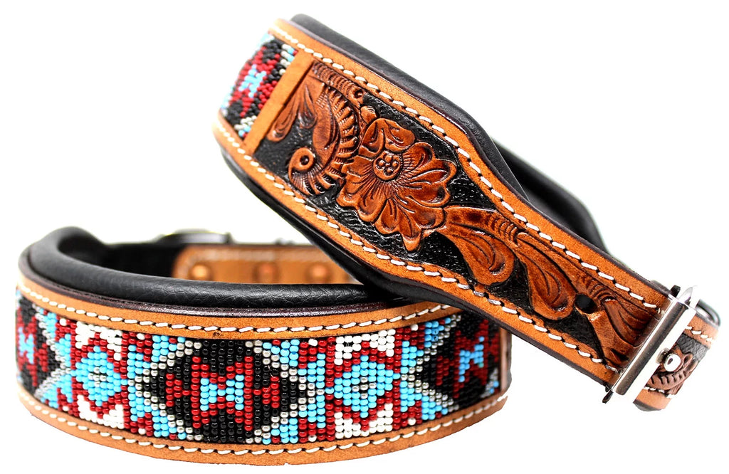 Cow Leather Adjustable Padded Dog Collar N3536