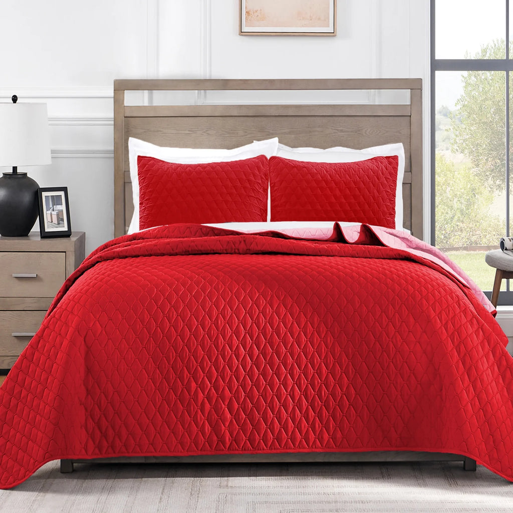 Reversible Twin Quilt Bedding Set with Pillow Sham W93568