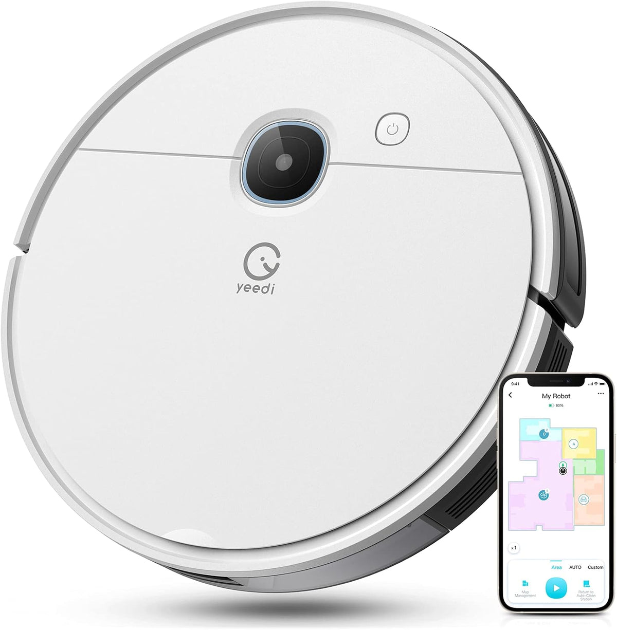 yeedi vac Robot Vacuum, 3000Pa Suction Power, Carpet Detection, Smart Visual Mapping & Navigation, Editable Home Map, Virtual Boundary A85856