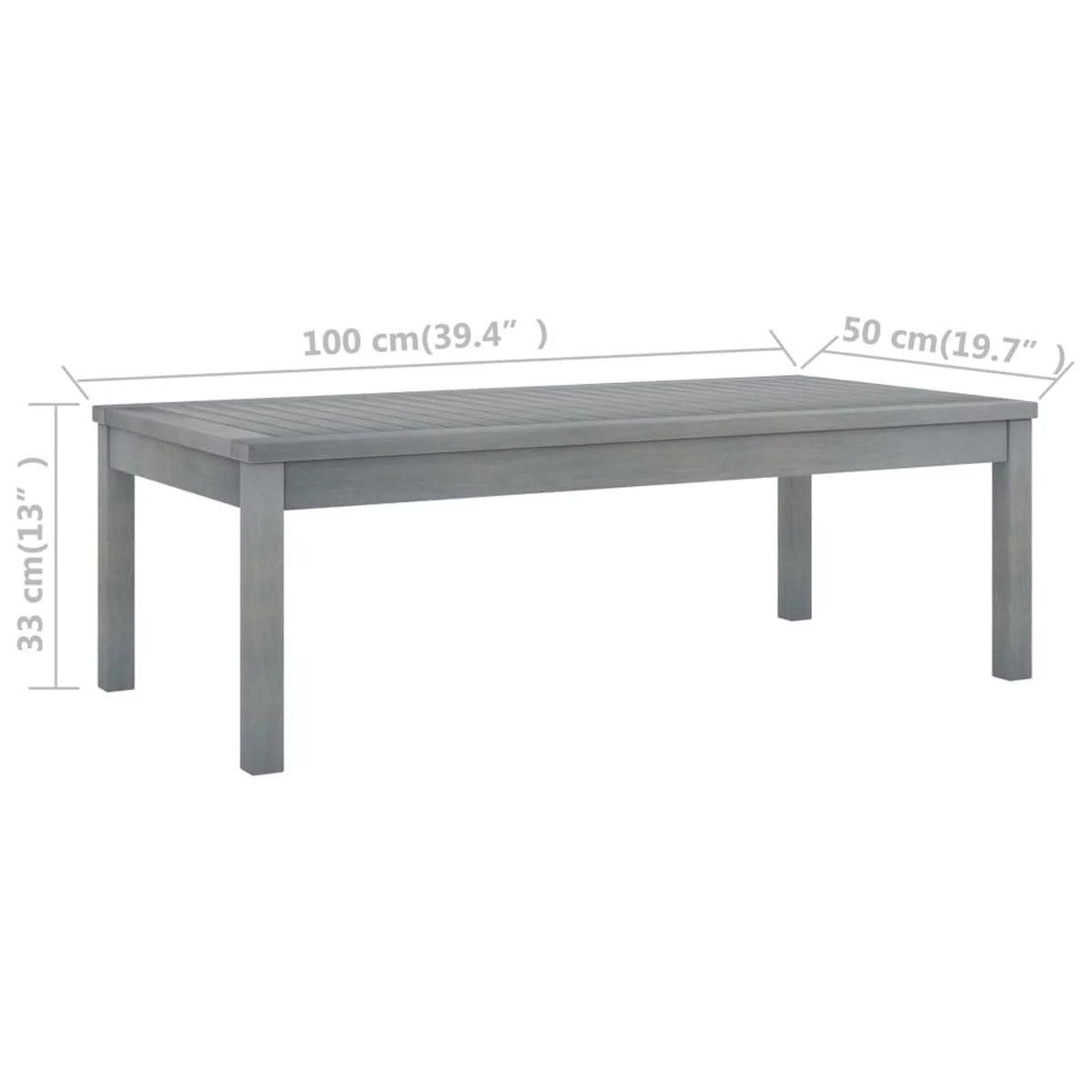 Gray Wooden Coffee Table 39.4 x 19.7 x 13 Inches B914541