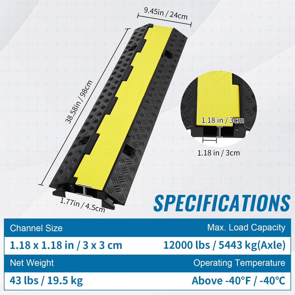 3 PCs 2 Channel Cable Protector Ramp E83420