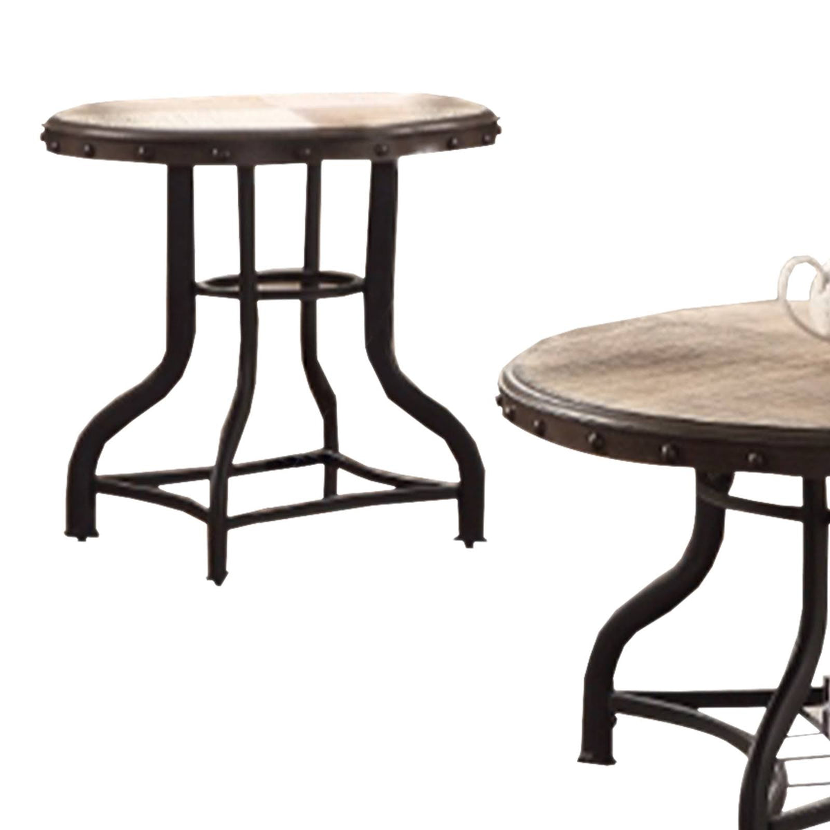 Clear Glass and Wood Candle Holder, Set of Two R9858