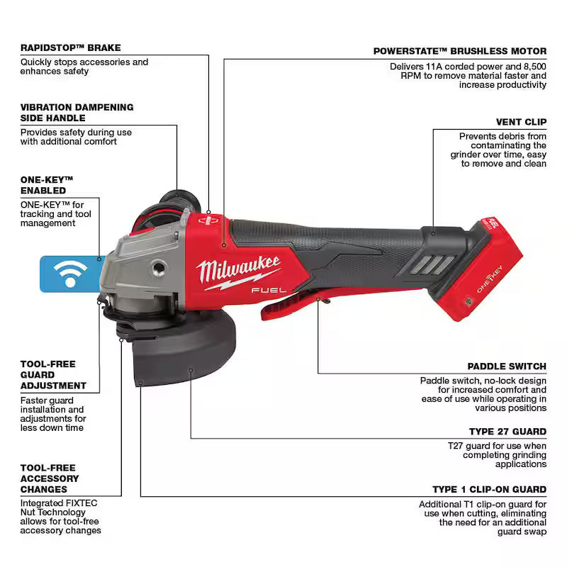18V Brushless Cordless 4-1/2 in./5 in. Braking Grinder K830
