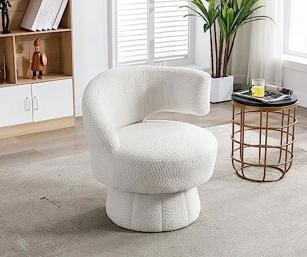 Swivel Barrel Chair Upholstered Accent Chair with Curved Back J5497