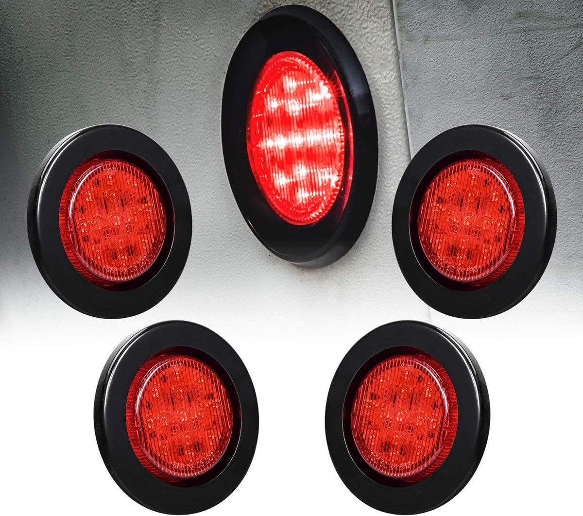 8pc 2.5" Red Round Trailer LED Marker Clearance Lights Waterproof IP67 I629466
