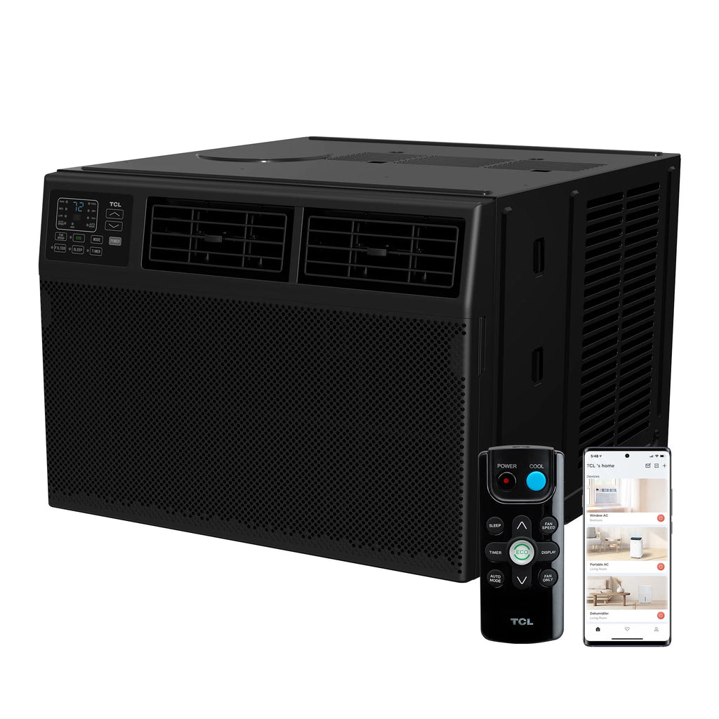 8,000 BTU Smart Window Air Conditioner with Remote Control, Black Y682549