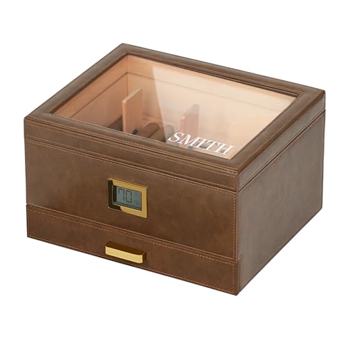 Glass Top Humidor with Cedar and Digital Hygrometer S365123