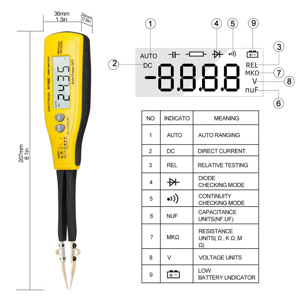 Handheld SMD Tester 6000 Counts LCR Meter Z1153
