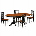 Black 5 Piece Dining Table with 6 Solid Wood Chairs F888733