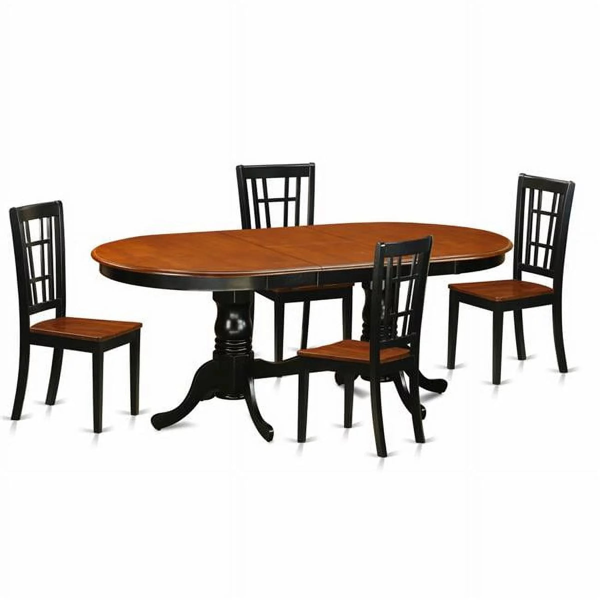 Black 5 Piece Dining Table with 6 Solid Wood Chairs F888733