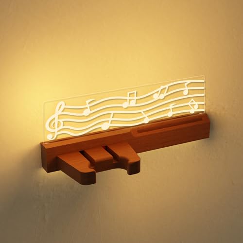 Solid Wood & Acrylic USB-Powered Guitar Wall Mount Stand with LED Lights G2671