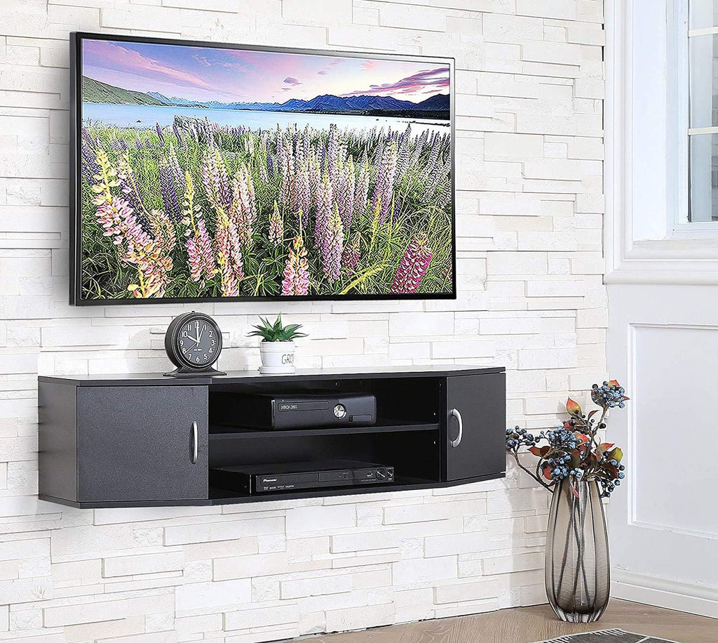 Black Floating TV Stand Wall Mounted Media Console D42406