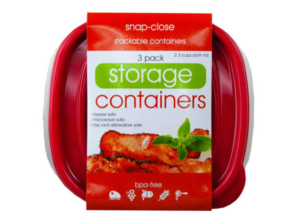 Plastic Square Food Container Pack of 3 J7400