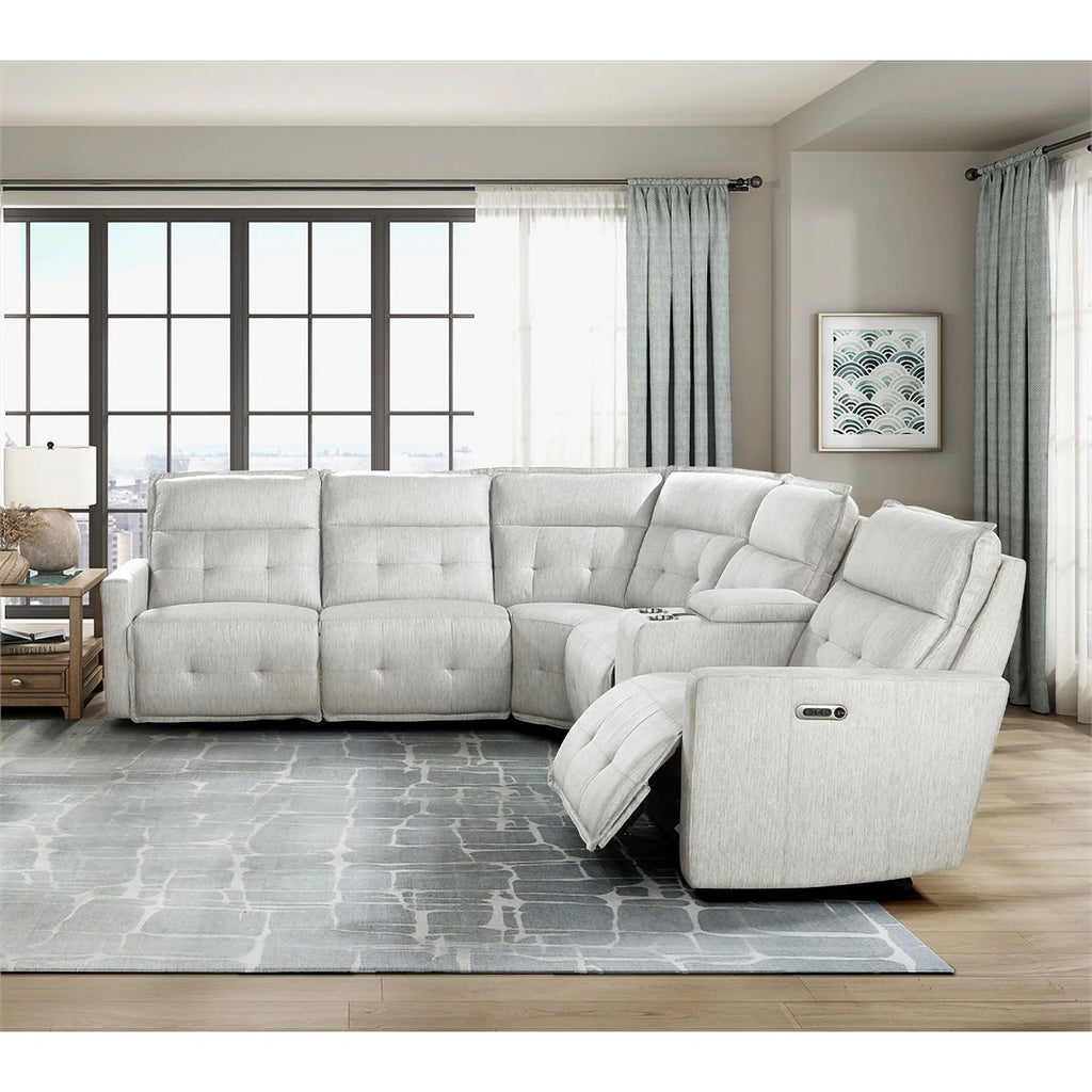 6-Piece White Fabric Power Reclining Sectional G365652