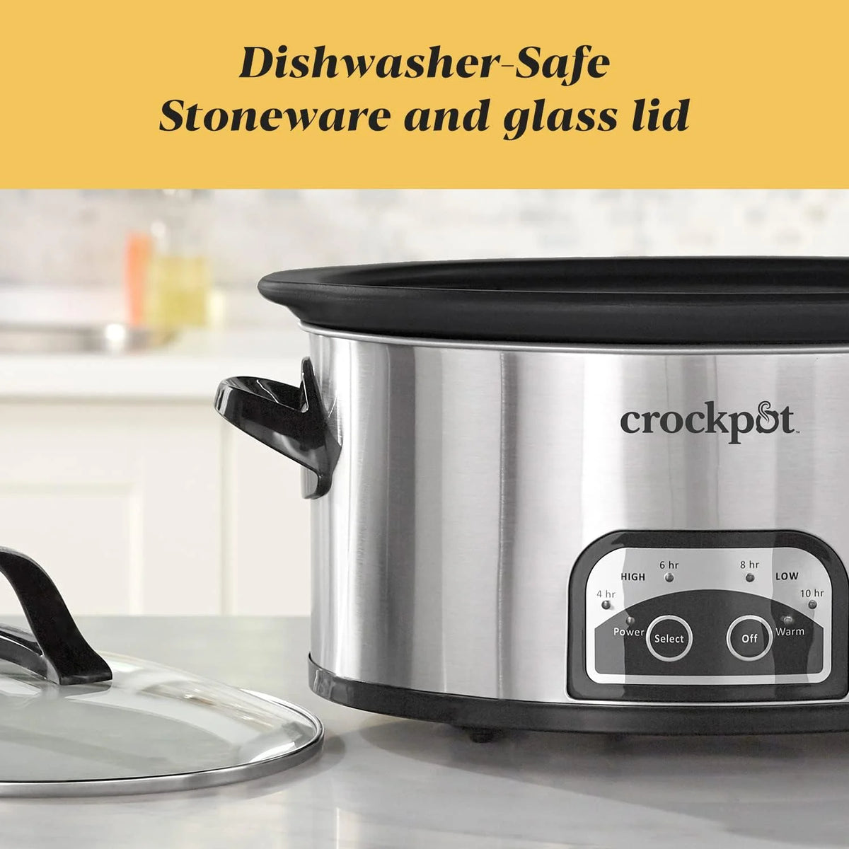 6 Quart Programmable Slow Cooker with Timer, Stainless Steel T188090