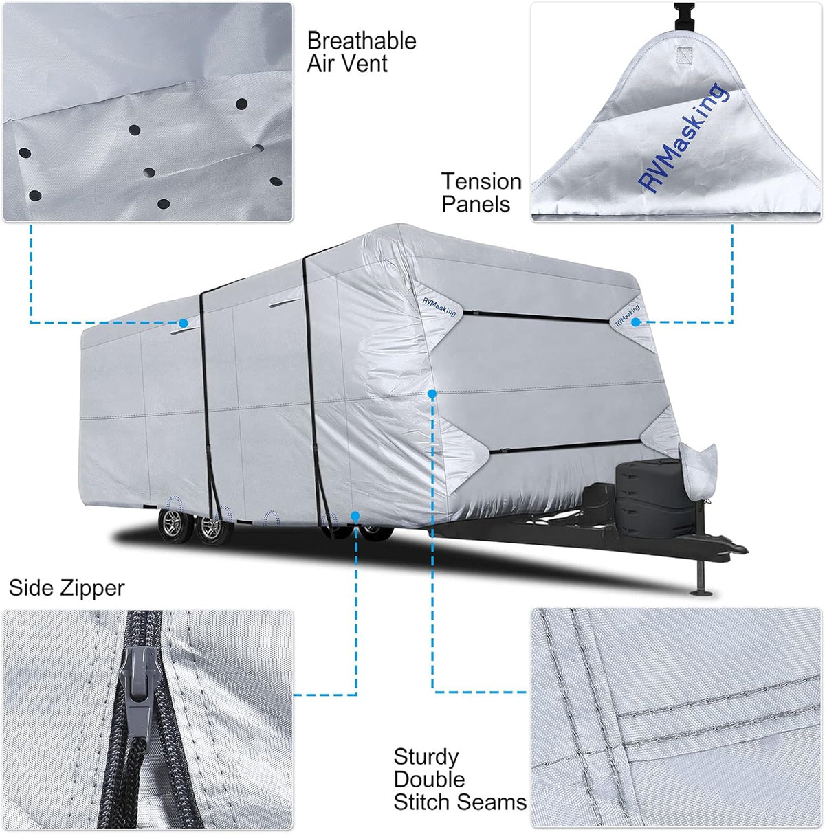 Rip-Stop RV Cover Waterproof Camper Cover with Gutter Covers G57597