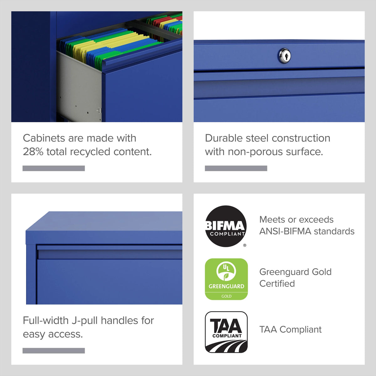 36 Inch Wide 3 Drawer Metal Lateral File Cabinet R308