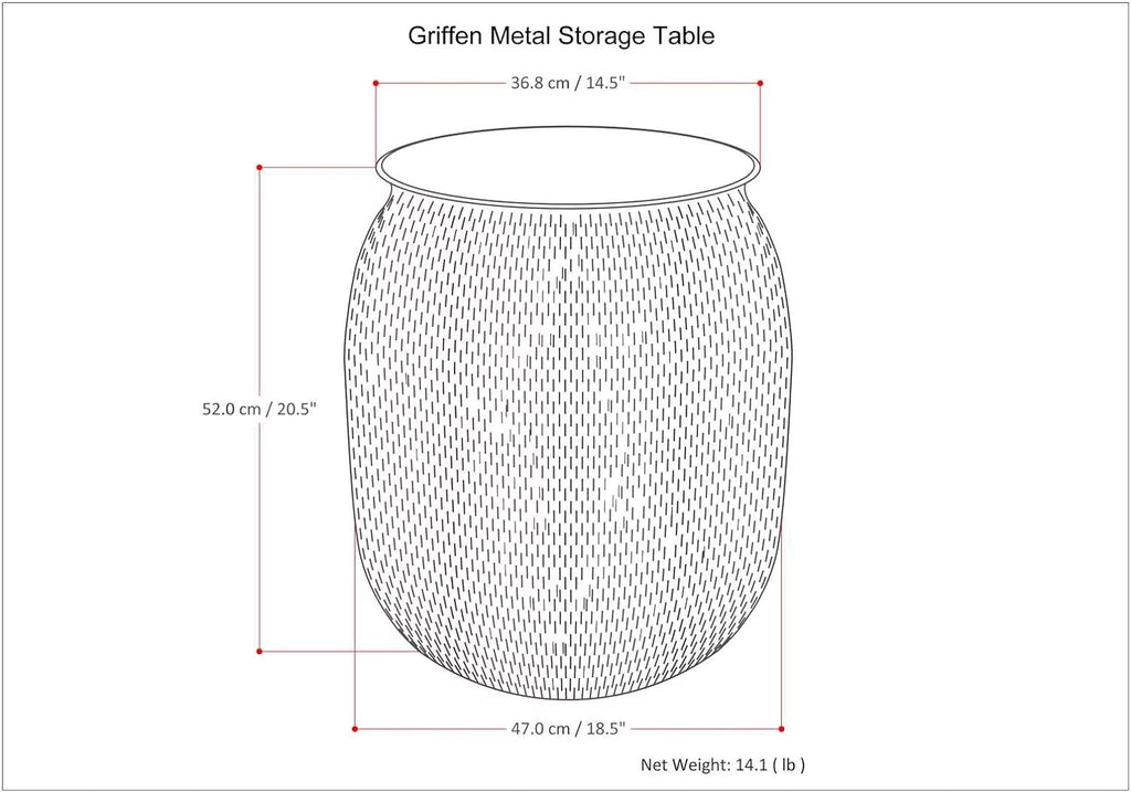 19 Inch Metal Storage Accent Side Table T660