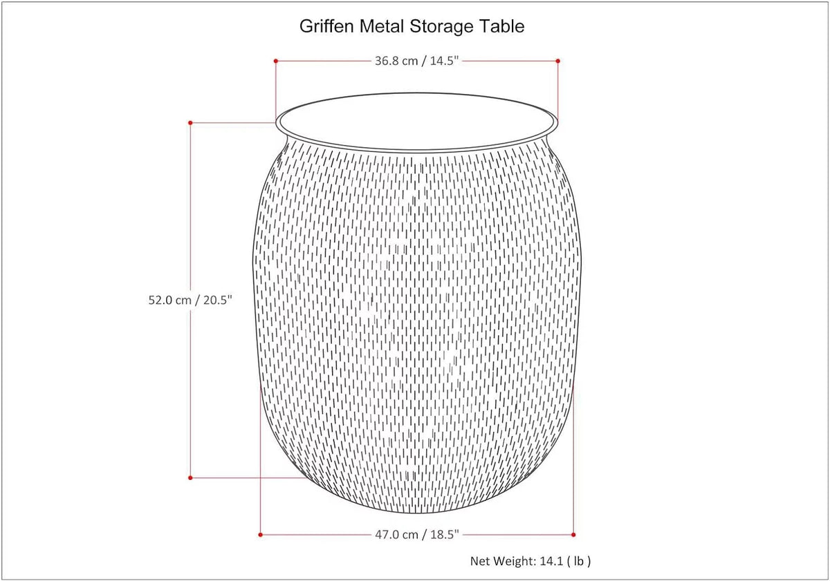 19 Inch Metal Storage Accent Side Table T660