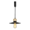 Wood Base Black Metal Shade Track Pendant Light M9240