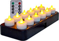 Set of 12 Amber Yellow LED Flameless Tealight Candles F436