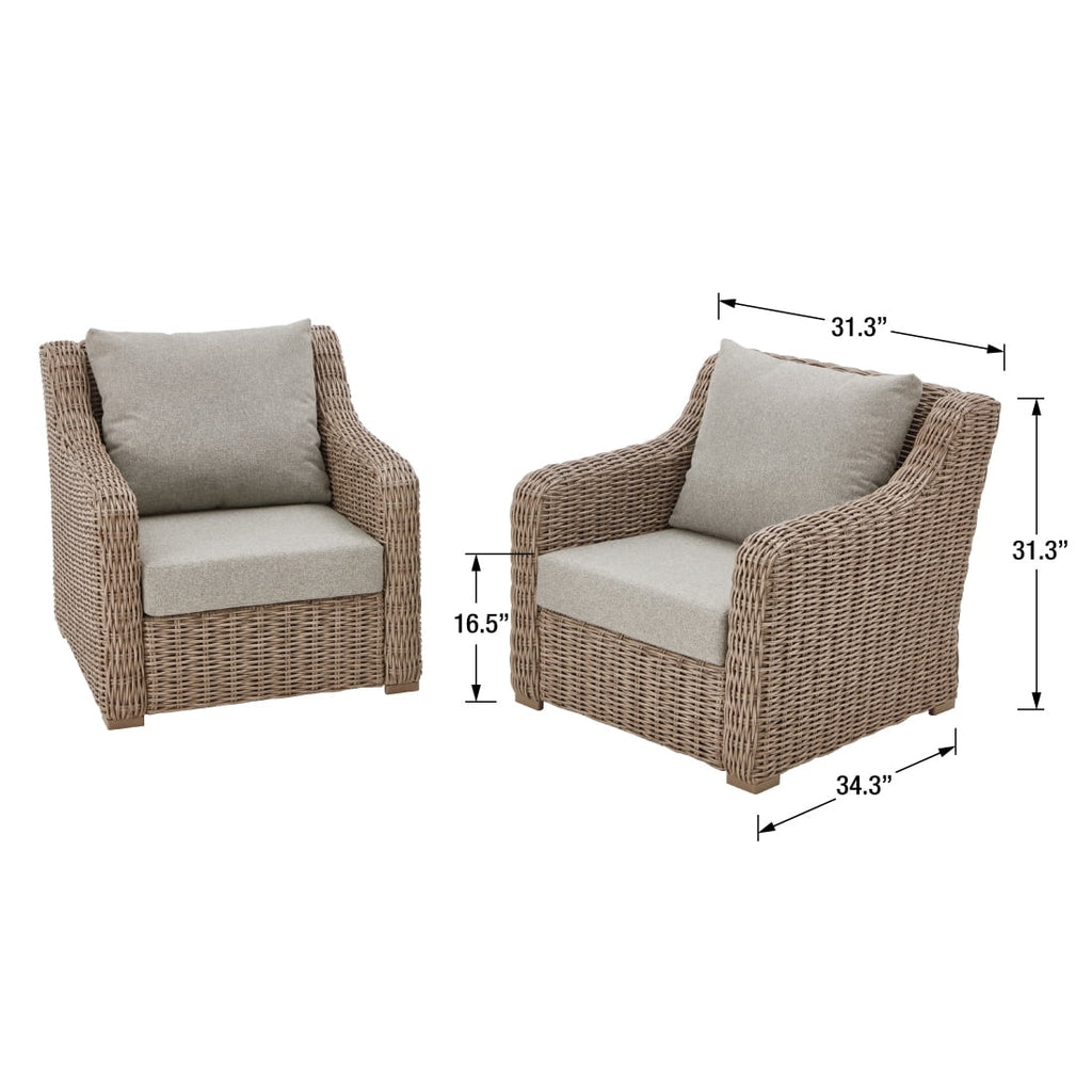 2-Pack Outdoor Lounge Chairs with Cushions and Patio Cover C121