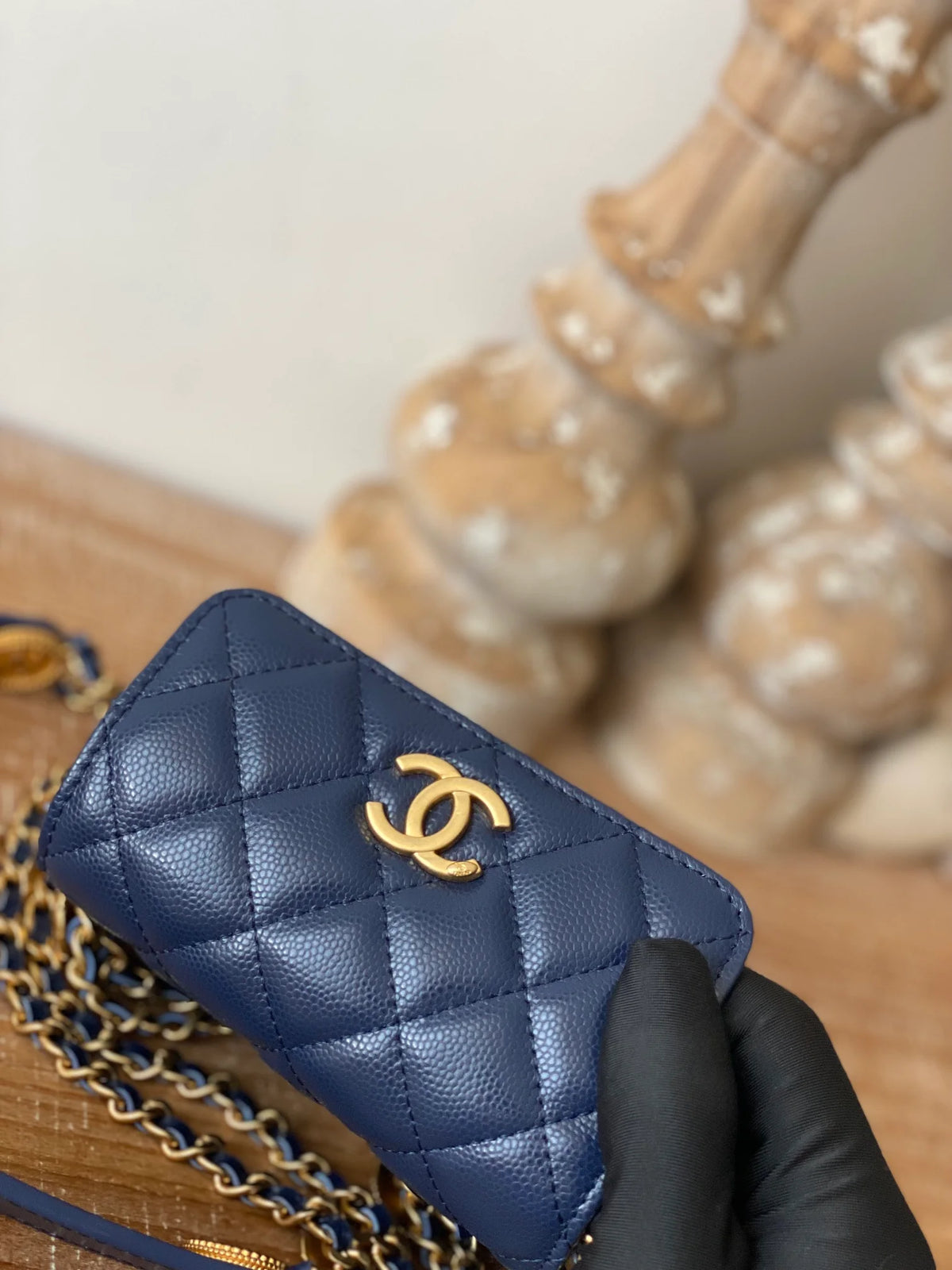 Blue Clutch With Chain B498