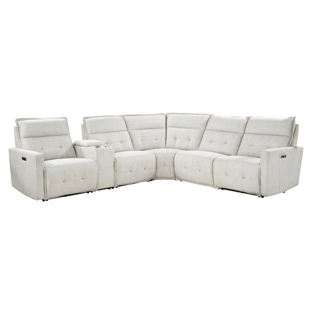 6-Piece White Fabric Power Reclining Sectional G365652