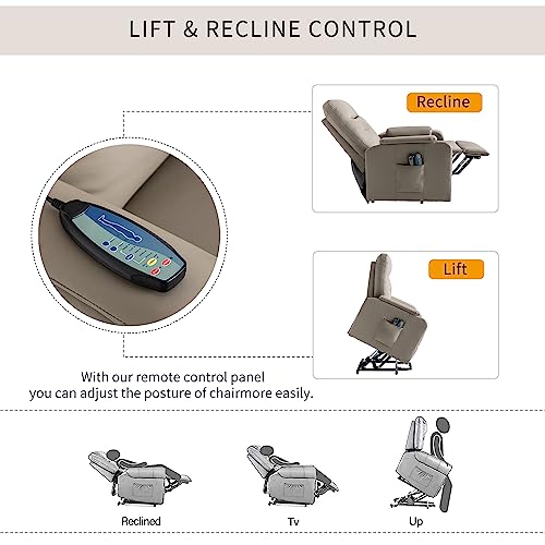 Grey Leather Electric Power Lift Recliner Chair with Massage Z8389