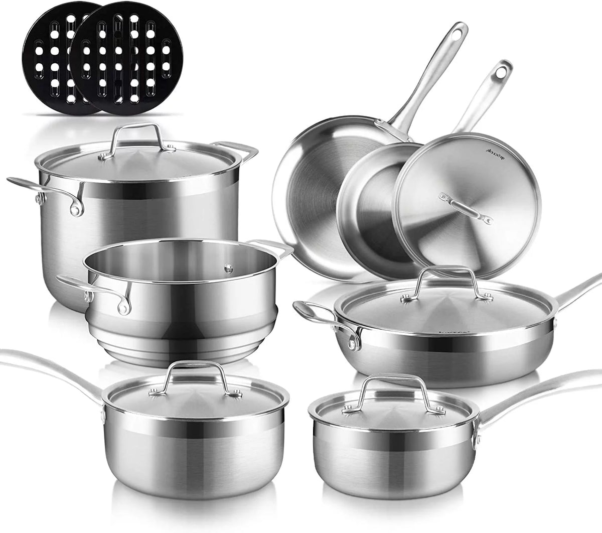 Whole-Clad Tri-Ply Stainless Steel Induction Cookware Set 14PC G8800