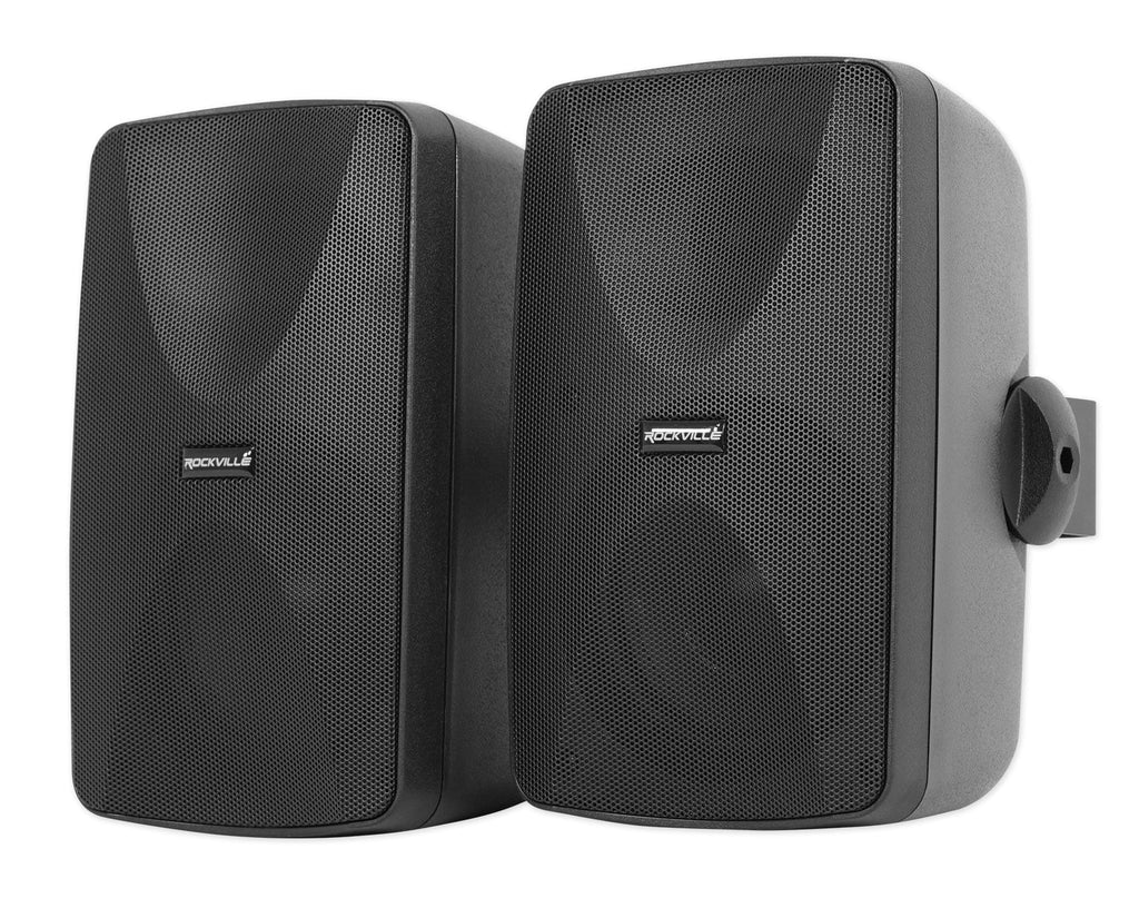 2-Ch Commercial Bluetooth Amplifier with 4 Black Wall Speakers O3891