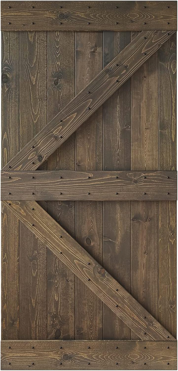 42 in x 84 in Knotty Wood Sliding Barn Door V7829