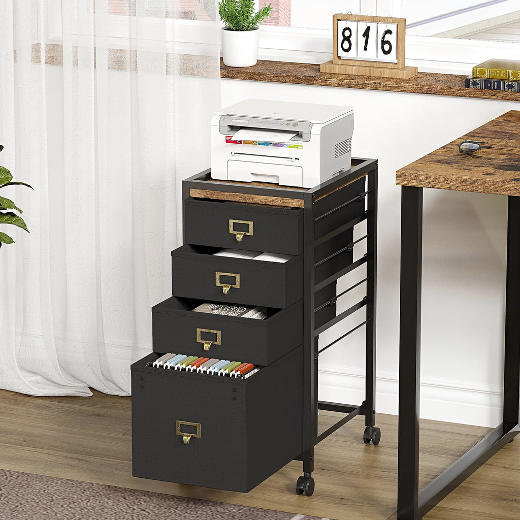 4 Drawer Black Fabric File Cabinet C2025