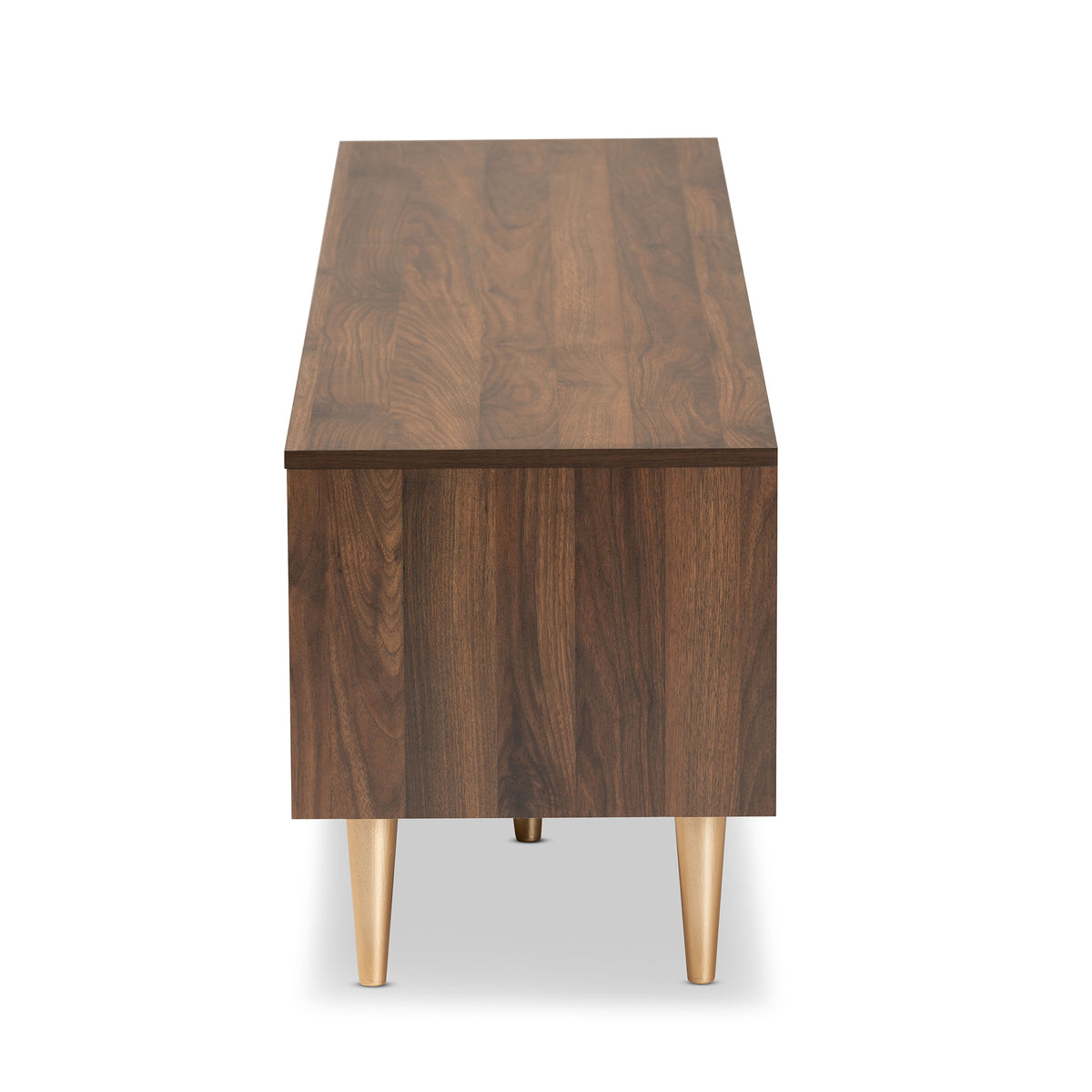 Walnut Brown and Gold Finished Wood TV Stand T93797