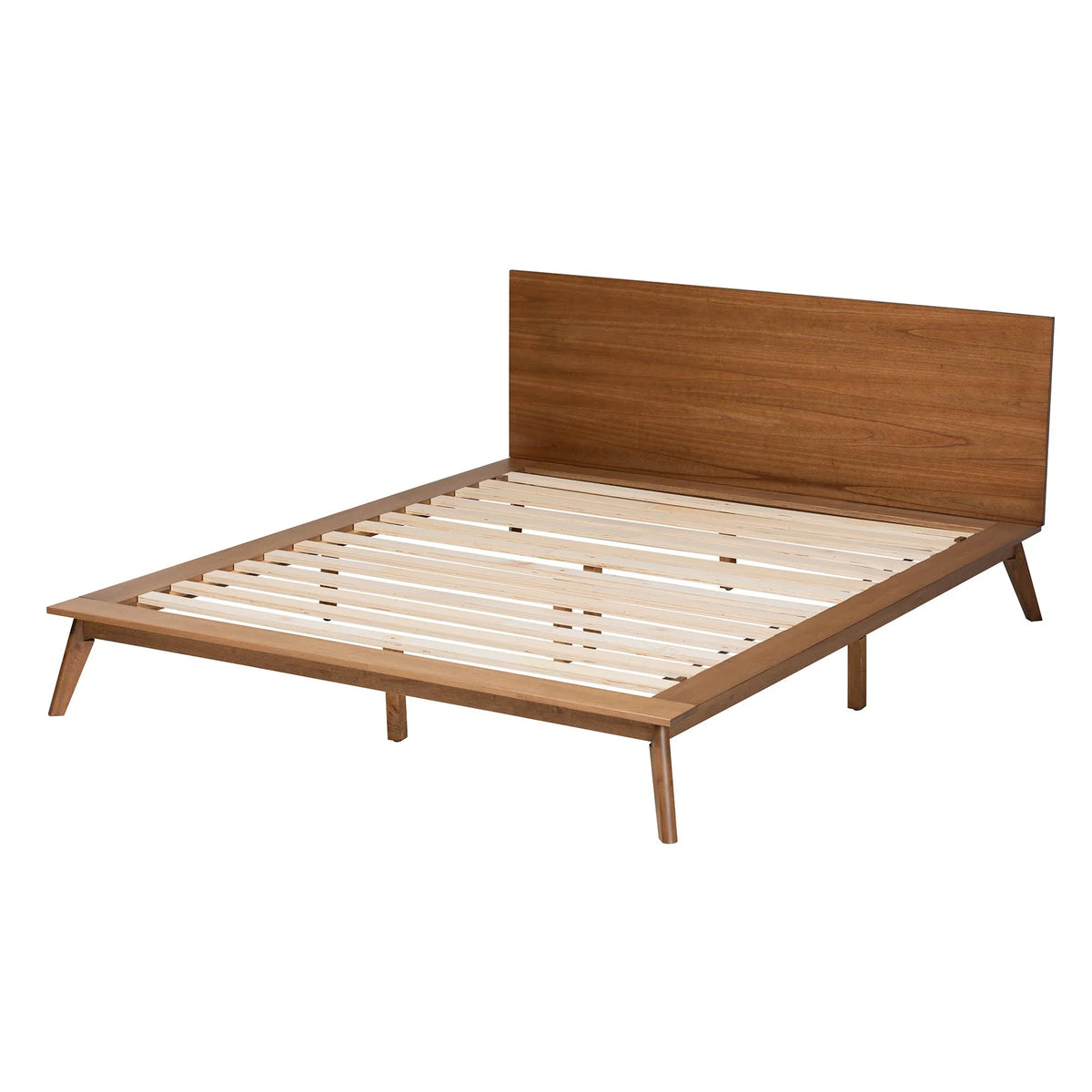 King Size Walnut Brown Wood Platform Bed F889679